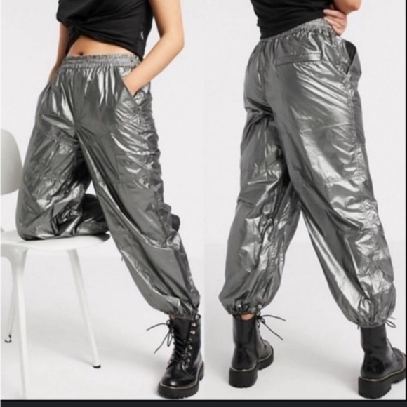Free People Pants - Free People Mirror Ball Pants in Silver M